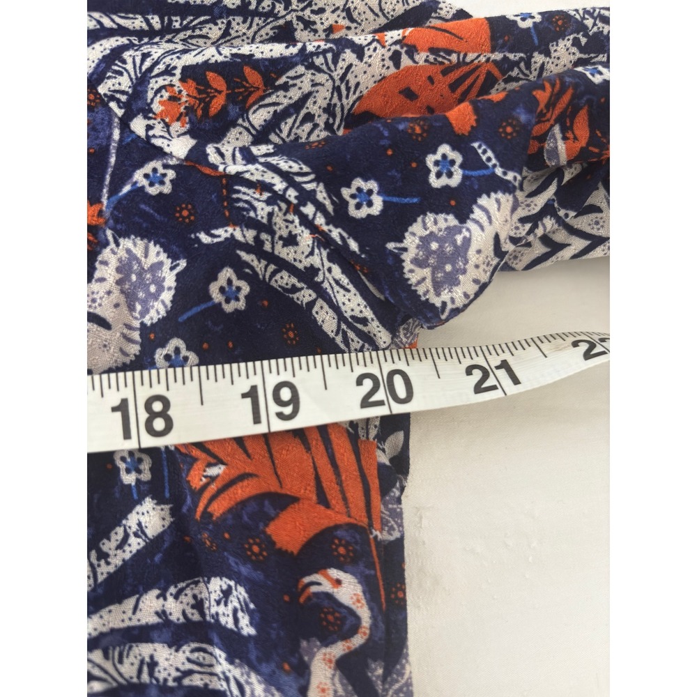 Maeve Anthropologie Navy Orange Tropical Flamingo Print Blouse Medium NWT - Picture 5 of 9